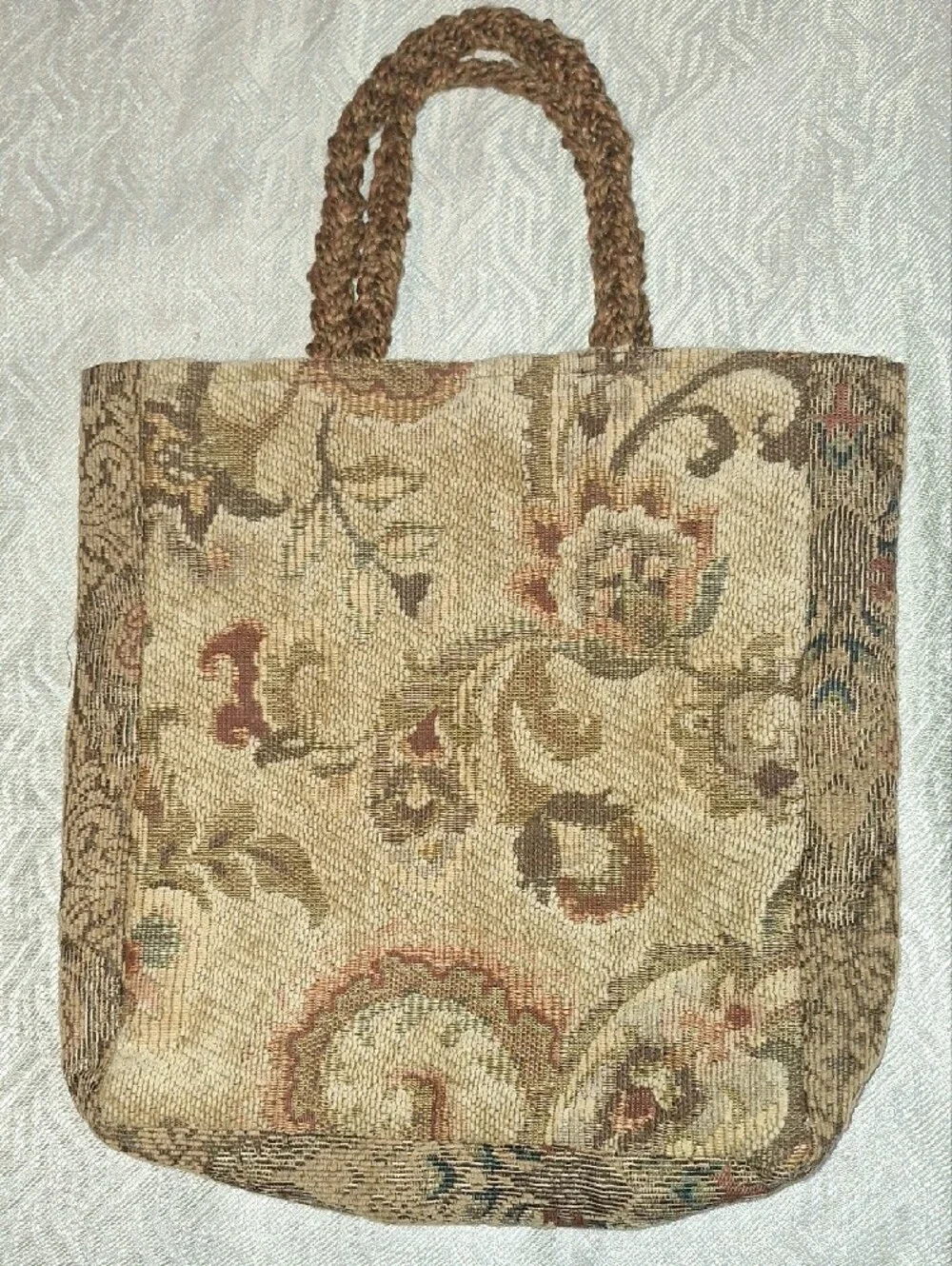 Floral Patchwork Tote Bag in Brown . HANDMADE, solf Feel , Like Sofa Material.
